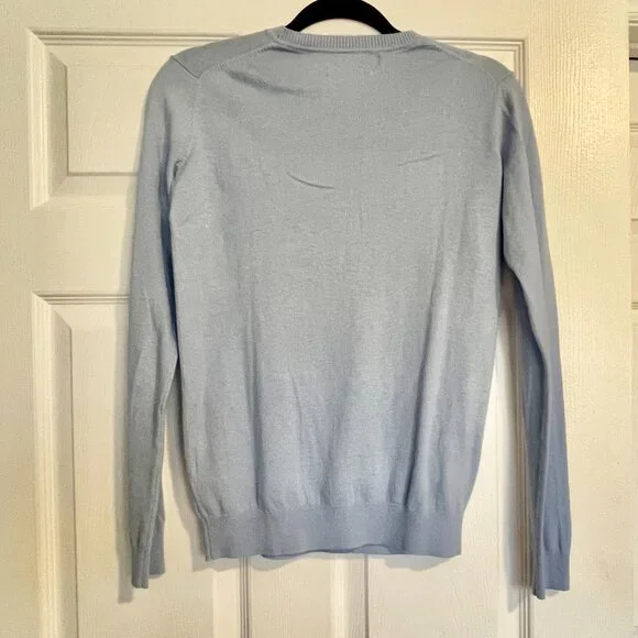 NWOT Karl Lagerfeld Blue Cotton /Cashmere Crew Neck Sweaters - Picture 6 of 9